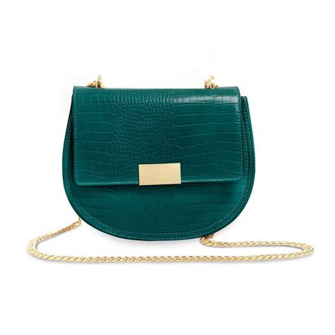 celine faux croc perfect pouch forest green